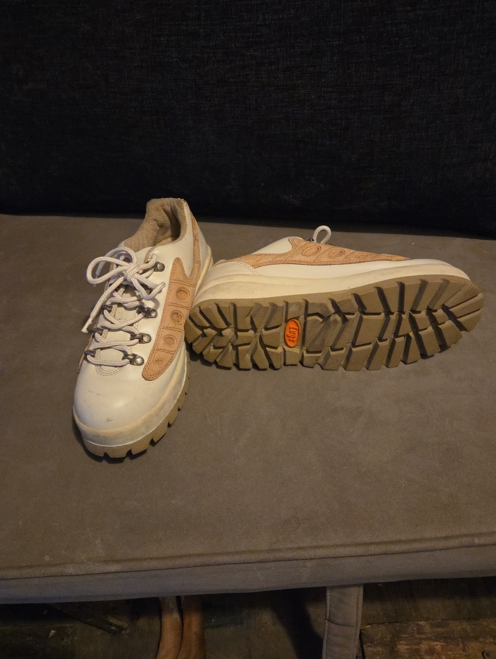 Lugz White and Tan Rugged Low-Top Boots
